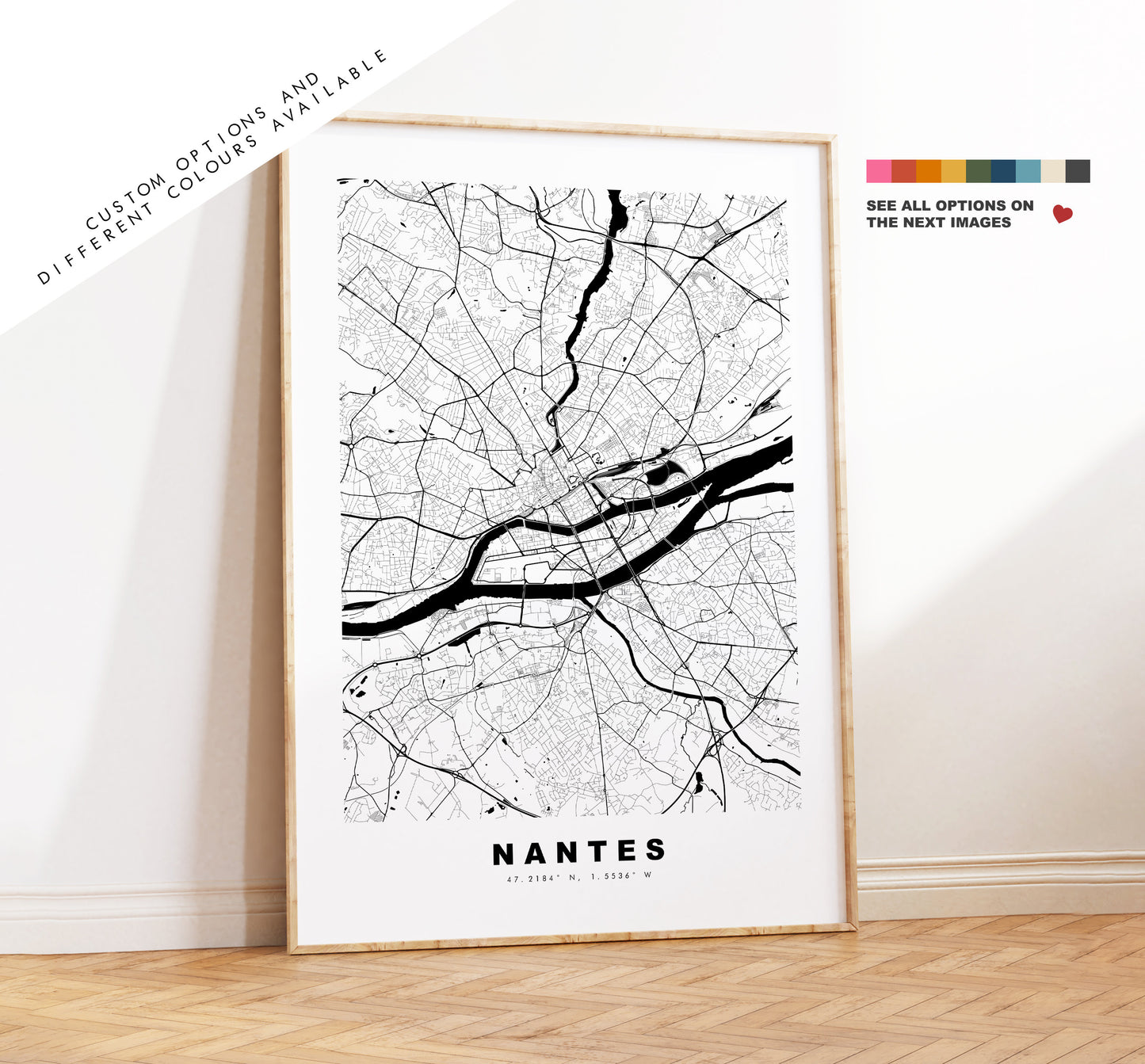 Nantes Map Print - City Map Poster - Map Wall Art - France City Maps - Nantes Print - Nantes Poster - Minimalist City Map - France