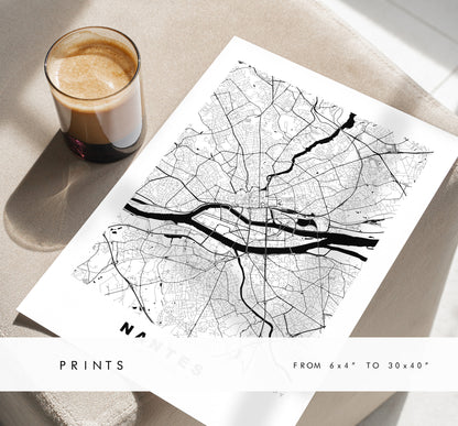 Nantes Map Print - City Map Poster - Map Wall Art - France City Maps - Nantes Print - Nantes Poster - Minimalist City Map - France