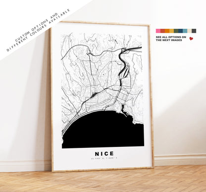 Nice Map Print - City Map Poster - Map Wall Art - France City Maps - Nice Print - Nice Poster - Minimalist City Map - France