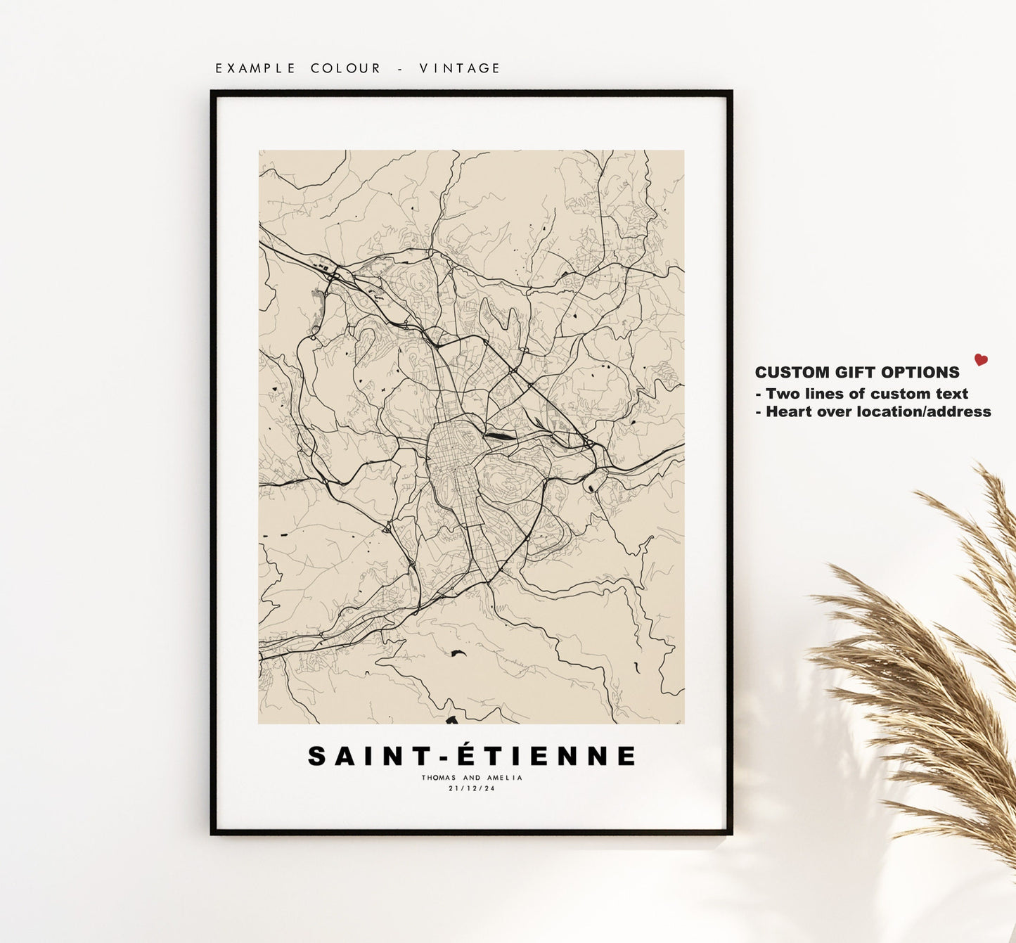 Saint Etienne Map Print - City Map Poster - Map Wall Art - France City Maps - Saint Etienne Print - Poster - Minimalist City Map - France