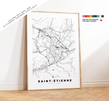 Saint Etienne Map Print - City Map Poster - Map Wall Art - France City Maps - Saint Etienne Print - Poster - Minimalist City Map - France