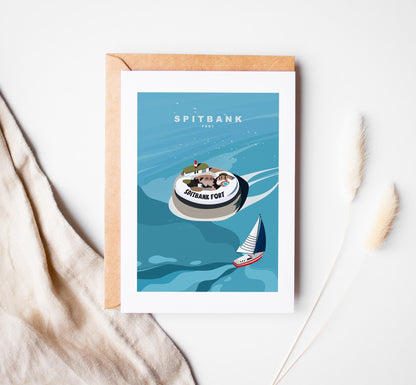 Spitbank Fort Greeting Card - Portsmouth and Southsea Cards (Travel Designs) - Blank Inside or Include Message - Envelope Included