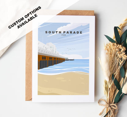 South Parade Pier Greeting Card - Portsmouth and Southsea Cards (Travel Designs) - Blank Inside or Include Message - Envelope Included