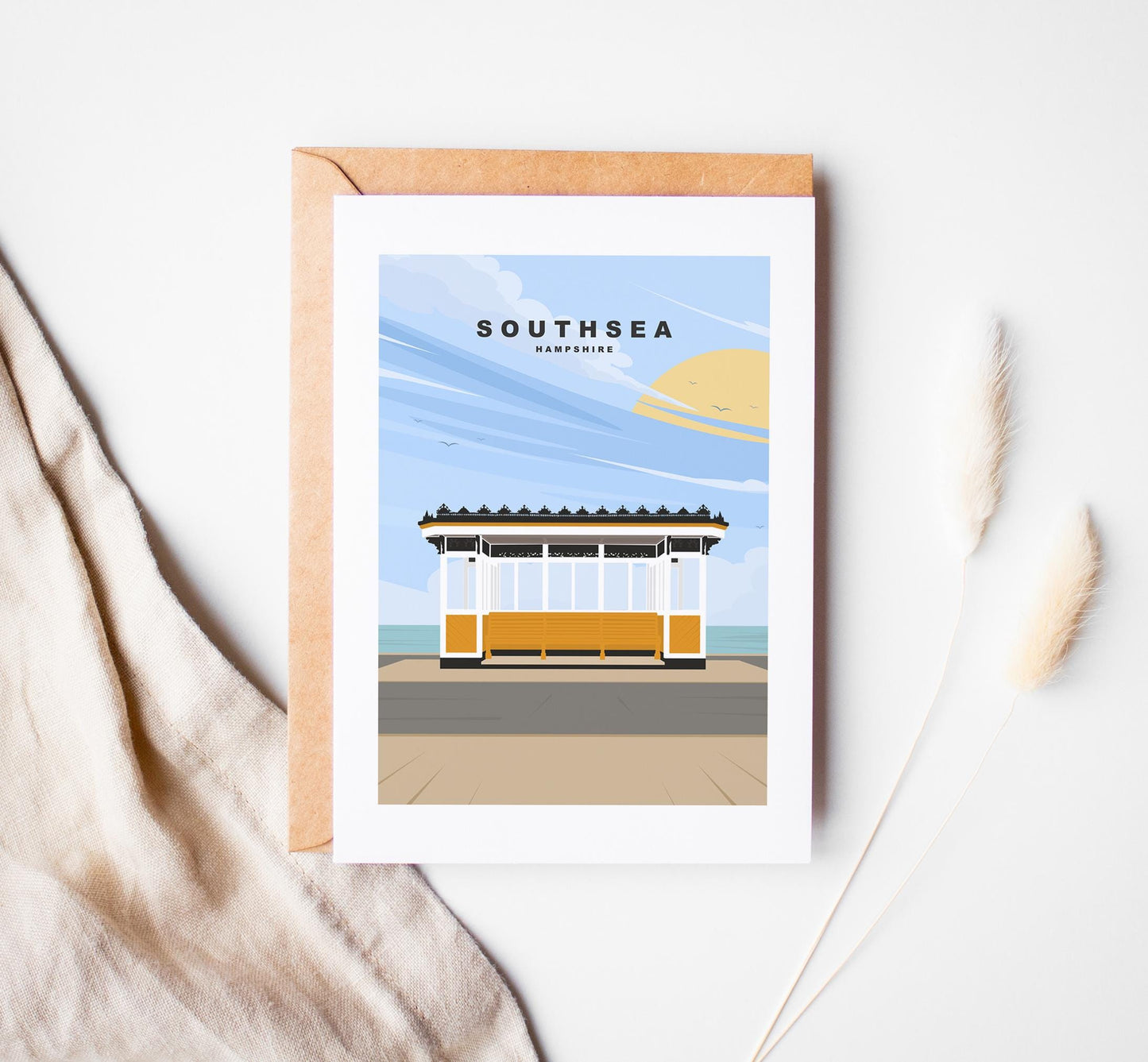 Southsea Greeting Card - Portsmouth and Southsea Cards (Travel Designs) - Blank Inside or Include Message - Envelope Included