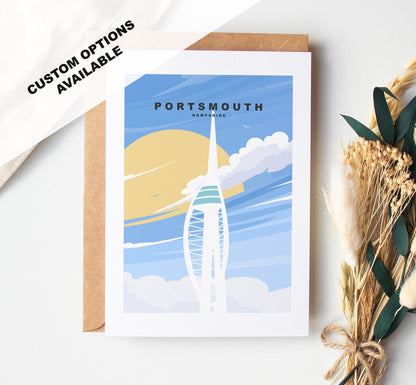 Portsmouth Greeting Card - Portsmouth and Southsea Cards (Travel Designs) - Blank Inside or Include Message - Envelope Included