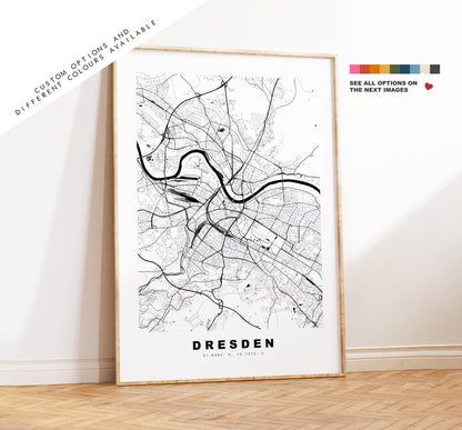 Dresden Map Print - City Map Poster - Map Wall Art - Germany City Maps - Dresden Print - Dresden Poster - Minimalist City Map - Germany