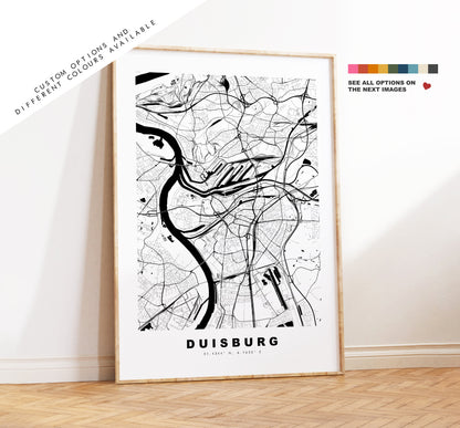 Duisburg Map Print - City Map Poster - Map Wall Art - Germany City Maps - Duisburg Print - Duisburg Poster - Minimalist City Map - Germany