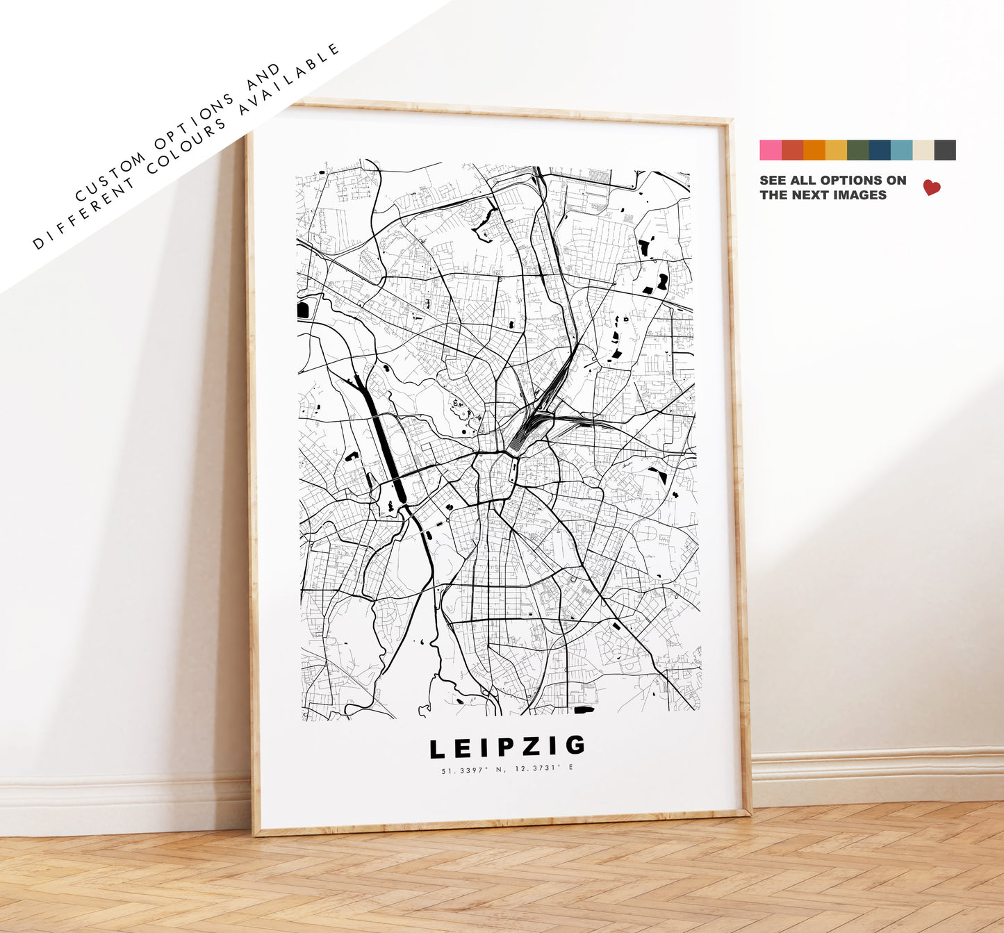 Leipzig Map Print - City Map Poster - Map Wall Art - Germany City Maps - Leipzig Print - Leipzig Poster - Minimalist City Map - Germany