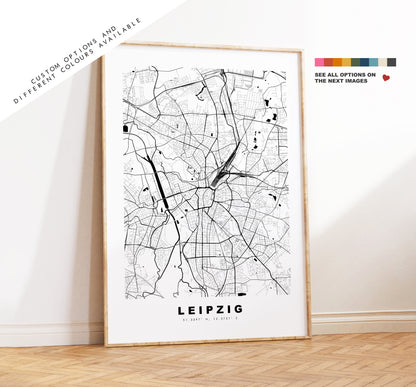 Leipzig Map Print - City Map Poster - Map Wall Art - Germany City Maps - Leipzig Print - Leipzig Poster - Minimalist City Map - Germany