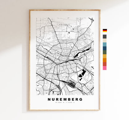 Nuremberg Map Print - City Map Poster - Map Wall Art - Germany City Maps - Nuremberg Print - Nuremberg Poster - Minimalist City Map