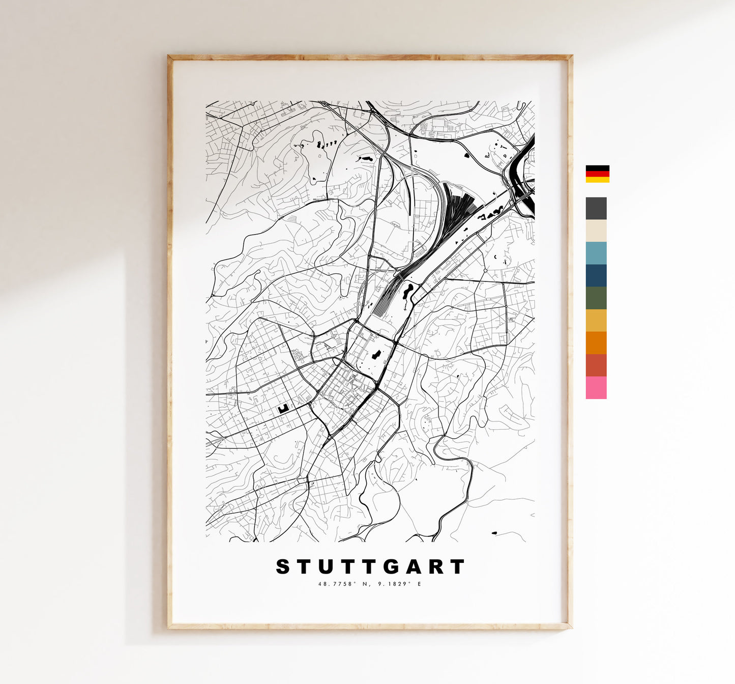 Stuttgart Map Print - City Map Poster - Map Wall Art - Germany City Maps - Stuttgart Print - Stuttgart Poster - Minimalist City Map