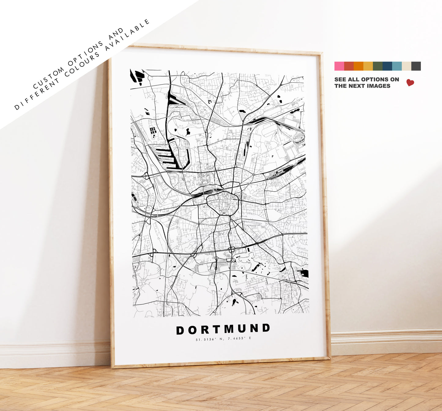 Dortmund Map Print - City Map Poster - Map Wall Art - Germany City Maps - Dortmund Print - Dortmund Poster - Minimalist City Map - Germany