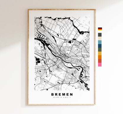 Bremen Map Print - City Map Poster - Map Wall Art - Germany City Maps - Bremen Print - Bremen Poster - Minimalist City Map - Germany