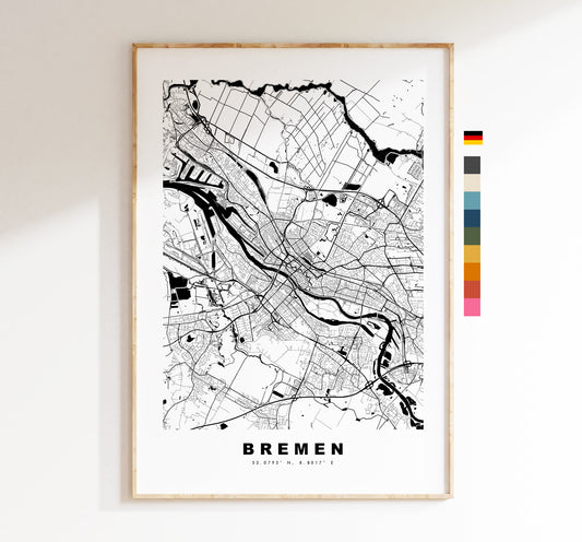 Bremen Map Print - City Map Poster - Map Wall Art - Germany City Maps - Bremen Print - Bremen Poster - Minimalist City Map - Germany