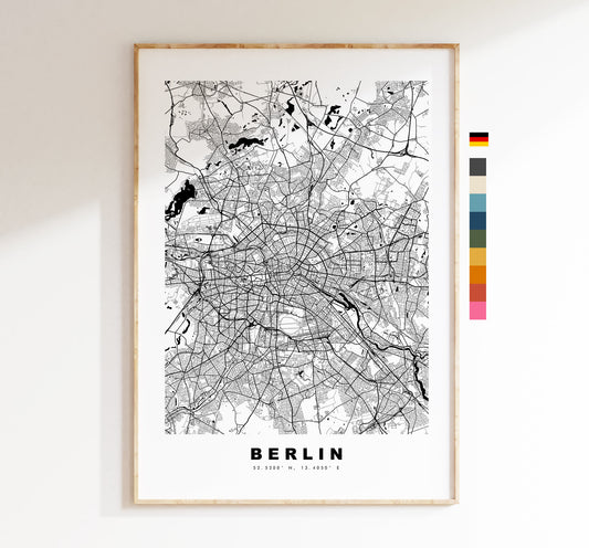 Berlin Map Print - City Map Poster - Map Wall Art - Germany City Maps - Berlin Print - Berlin Poster - Minimalist City Map - Germany