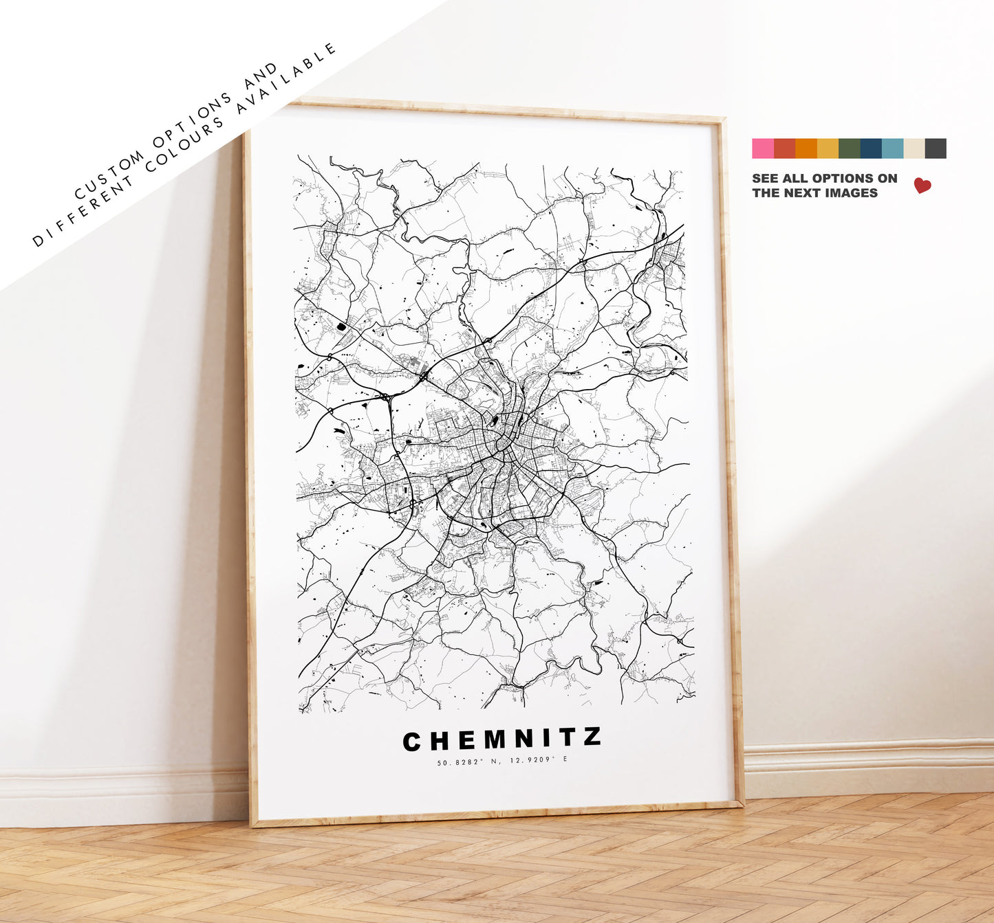 Chemnitz Map Print - City Map Poster - Map Wall Art - Germany City Maps - Chemnitz Print - Chemnitz Poster - Minimalist City Map - Germany