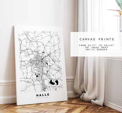 Halle Map Print - City Map Poster - Map Wall Art - Germany City Maps - Halle Print - Halle Poster - Minimalist City Map - Germany