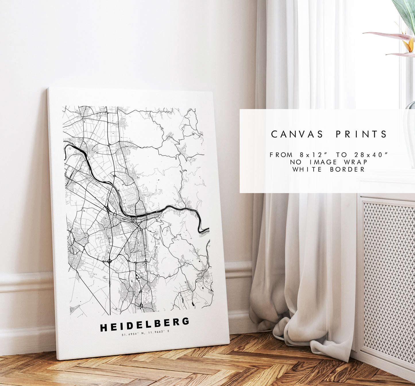 Heidelberg Map Print - City Map Poster - Map Wall Art - Germany City Maps - Heidelberg Print - Heidelberg Poster - Minimalist City Map