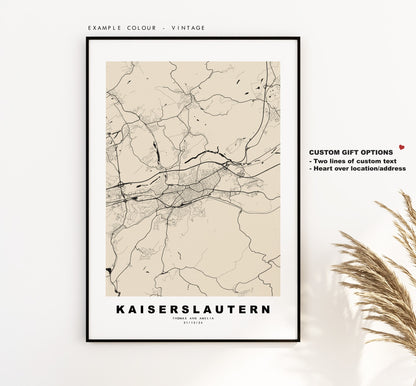 Kaiserslautern Map Print - City Map Poster - Map Wall Art - Germany City Maps - Kaiserslautern Print - Poster - Minimalist City Map