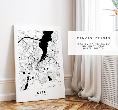 Kiel Map Print - City Map Poster - Map Wall Art - Germany City Maps - Kiel Print - Kiel Poster - Minimalist City Map - Germany