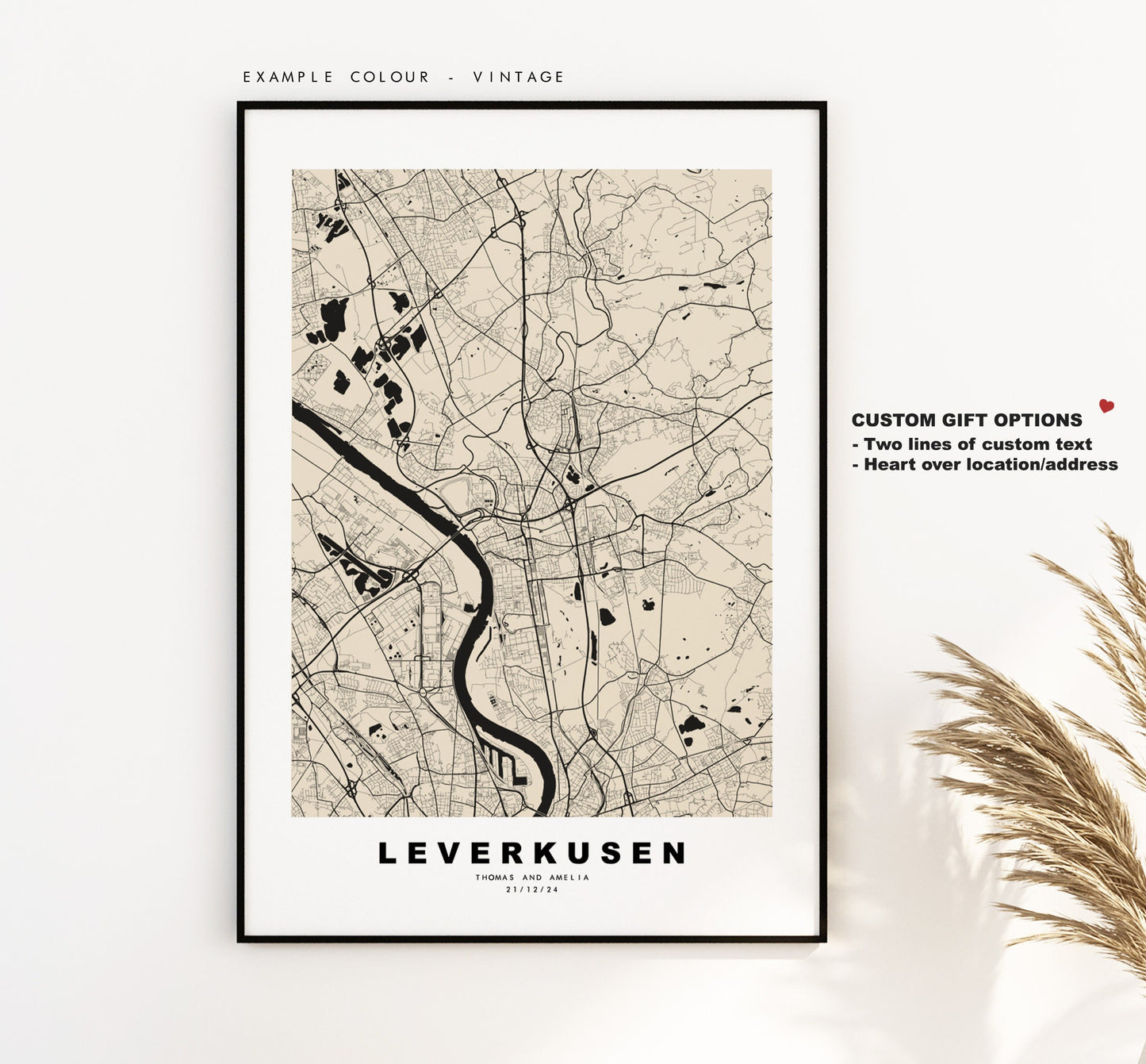 Leverkusen Map Print - City Map Poster - Map Wall Art - Germany City Maps - Leverkusen Print - Leverkusen Poster - Minimalist City Map