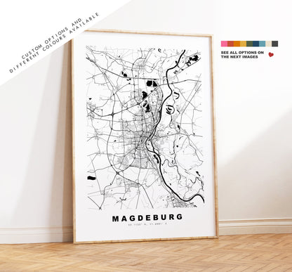 Magdeburg Map Print - City Map Poster - Map Wall Art - Germany City Maps - Magdeburg Print - Magdeburg Poster - Minimalist City Map