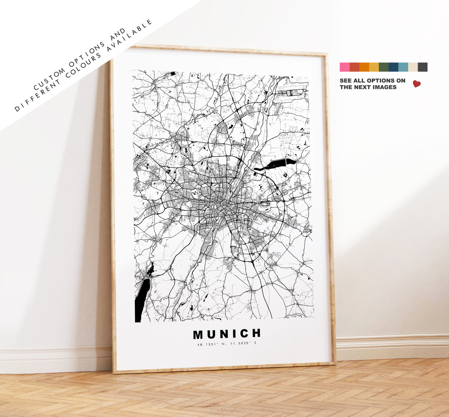 Munich Map Print - City Map Poster - Map Wall Art - Germany City Maps - Munich Print - Munich Poster - Minimalist City Map - Germany