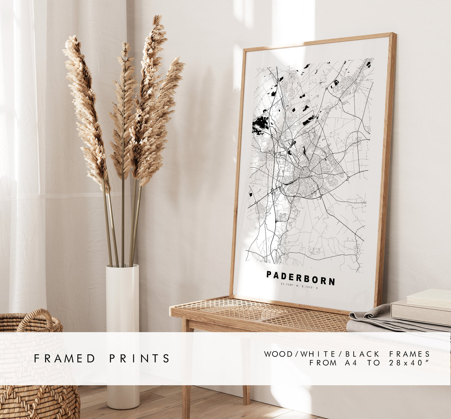 Paderborn Map Print - City Map Poster - Map Wall Art - Germany City Maps - Paderborn Print - Paderborn Poster - Minimalist City Map