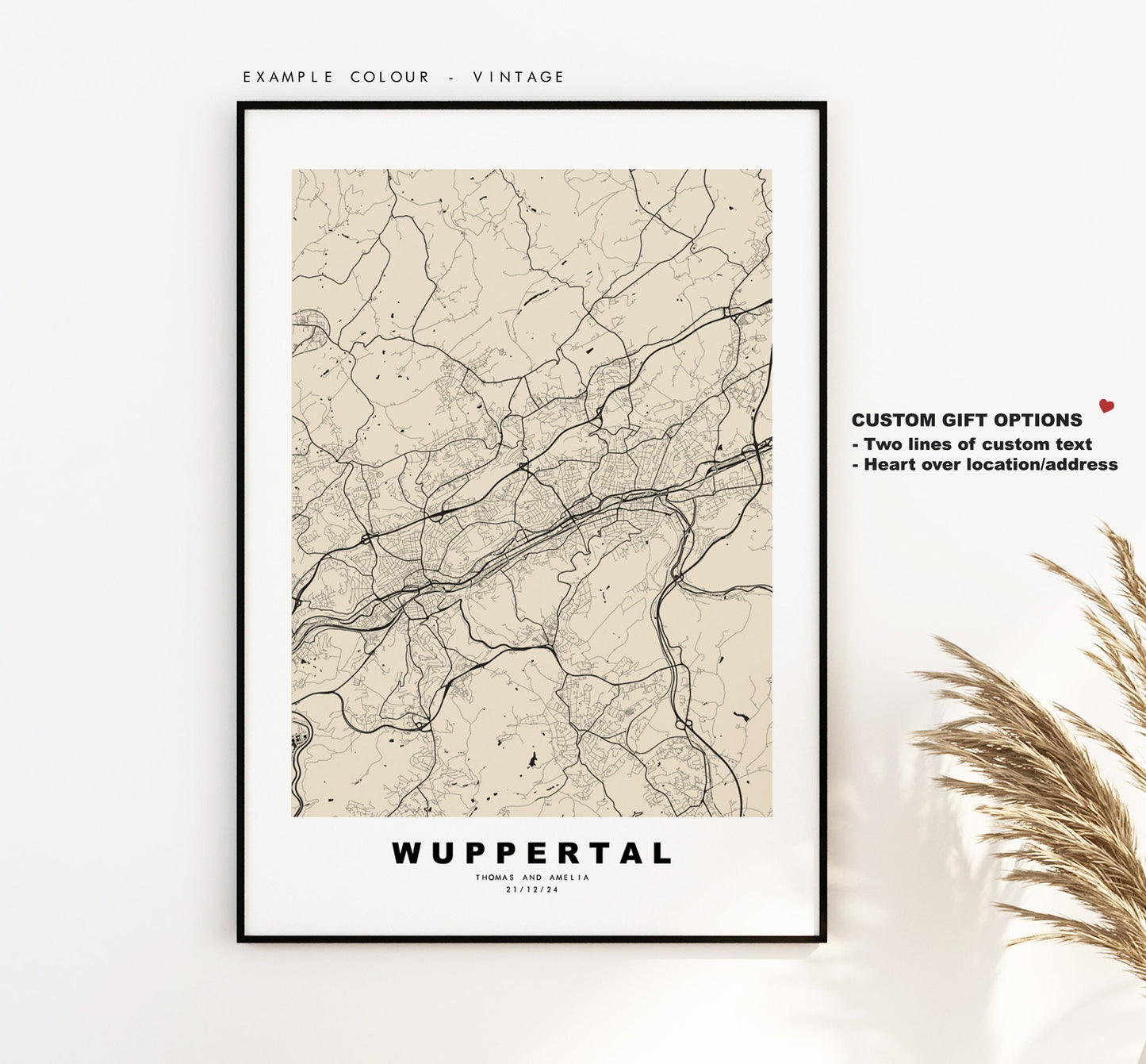 Wuppertal Map Print - City Map Poster - Map Wall Art - Germany City Maps - Wuppertal Print - Wuppertal Poster - Minimalist City Map