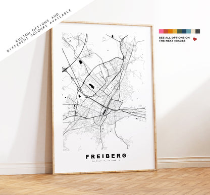 Freiberg Map Print - City Map Poster - Map Wall Art - Germany City Maps - Freiberg Print - Freiberg Poster - Minimalist City Map - Germany