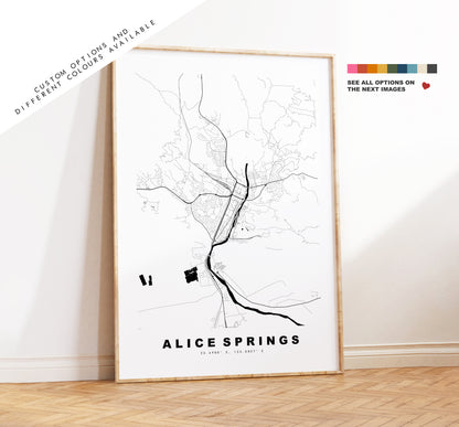 Alice Springs Map Print - City Map Poster - Map Wall Art - Australia City Maps - Alice Springs Print - Poster - Minimalist City Map