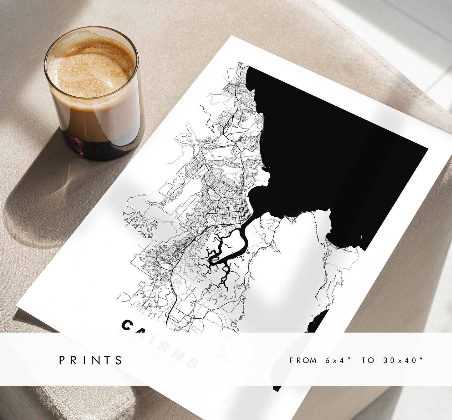 Cairns Map Print - City Map Poster - Map Wall Art - Australia City Maps - Cairns Print - Cairns Poster - Minimalist City Map - Australia