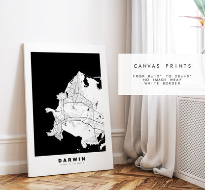 Darwin Map Print - City Map Poster - Map Wall Art - Australia City Maps - Darwin Print - Darwin Poster - Minimalist City Map - Australia