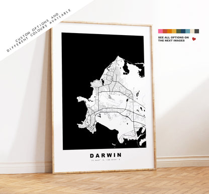 Darwin Map Print - City Map Poster - Map Wall Art - Australia City Maps - Darwin Print - Darwin Poster - Minimalist City Map - Australia