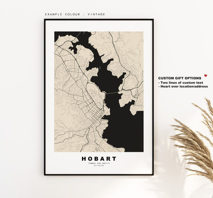 Hobart Map Print - City Map Poster - Map Wall Art - Australia City Maps - Hobart Print - Hobart Poster - Minimalist City Map - Australia