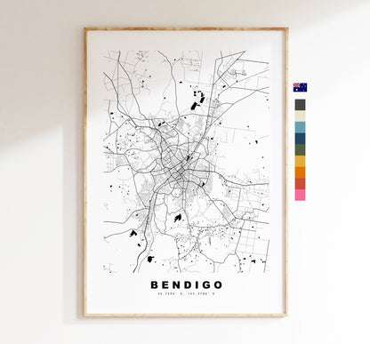 Bendigo Map Print - City Map Poster - Map Wall Art - Australia City Maps - Bendigo Print - Bendigo Poster - Minimalist City Map - Australia