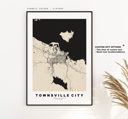 Townsville Map Print - City Map Poster - Map Wall Art - Australia City Maps - Townsville City Print - Poster - Minimalist City Map