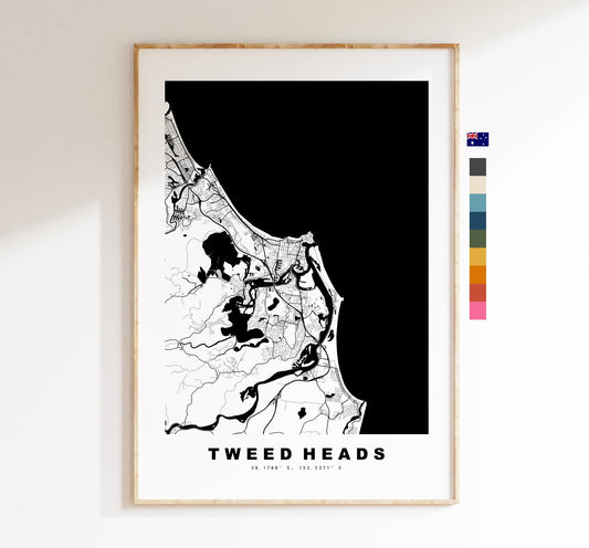 Tweed Heads Map Print - City Map Poster - Map Wall Art - Australia City Maps - Tweed Heads Print - Poster - Minimalist City Map - Australia