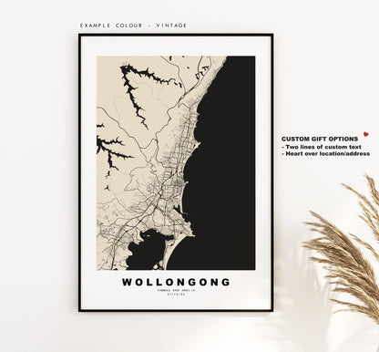 Wollongong Map Print - City Map Poster - Map Wall Art - Australia City Maps - Wollongong Print - Poster - Minimalist City Map - Australia