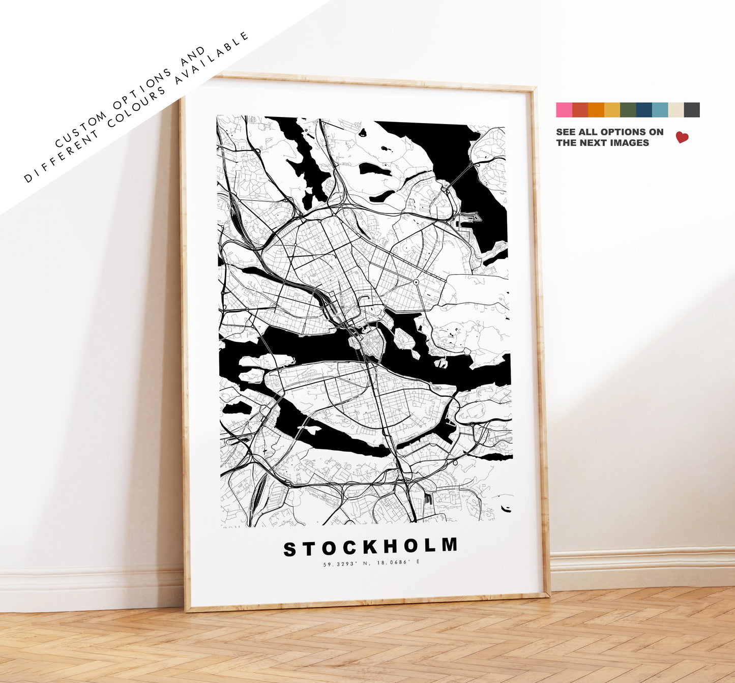 Stockholm Map Print - City Map Poster - Map Wall Art - Sweden City Maps - Stockholm Print - Stockholm Poster - Minimalist City Map - Sweden