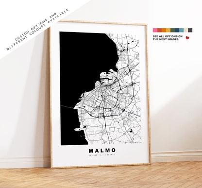 Malmo Map Print - City Map Poster - Map Wall Art - Sweden City Maps - Malmo Print - Malmo Poster - Minimalist City Map - Sweden