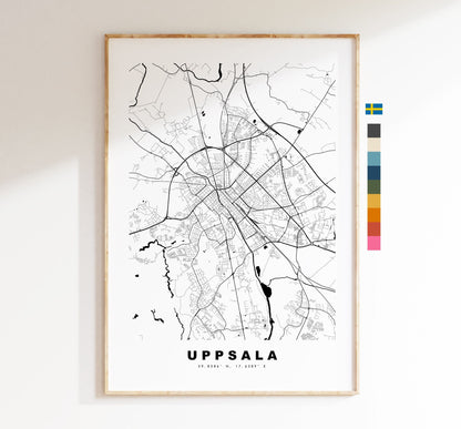 Uppsala Map Print - City Map Poster - Map Wall Art - Sweden City Maps - Uppsala Print - Uppsala Poster - Minimalist City Map - Sweden