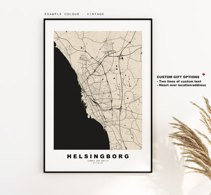 Helsingborg Map Print - City Map Poster - Map Wall Art - Sweden City Maps - Helsingborg Print - Helsingborg Poster - Minimalist City Map