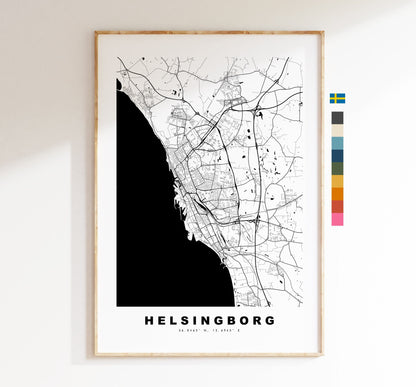 Helsingborg Map Print - City Map Poster - Map Wall Art - Sweden City Maps - Helsingborg Print - Helsingborg Poster - Minimalist City Map