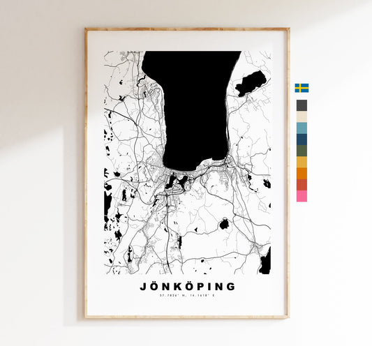 Jonkoping Map Print - City Map Poster - Map Wall Art - Sweden City Maps - Jönköping Print - Jönköping Poster - Minimalist City Map - Sweden