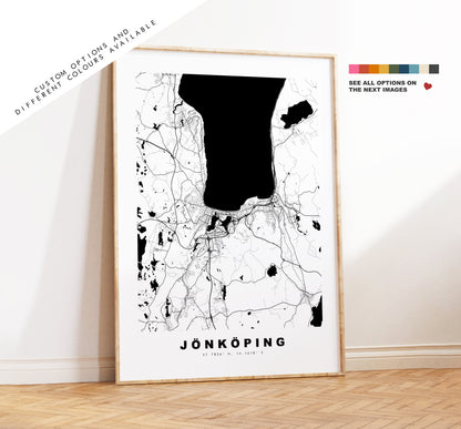 Jonkoping Map Print - City Map Poster - Map Wall Art - Sweden City Maps - Jönköping Print - Jönköping Poster - Minimalist City Map - Sweden