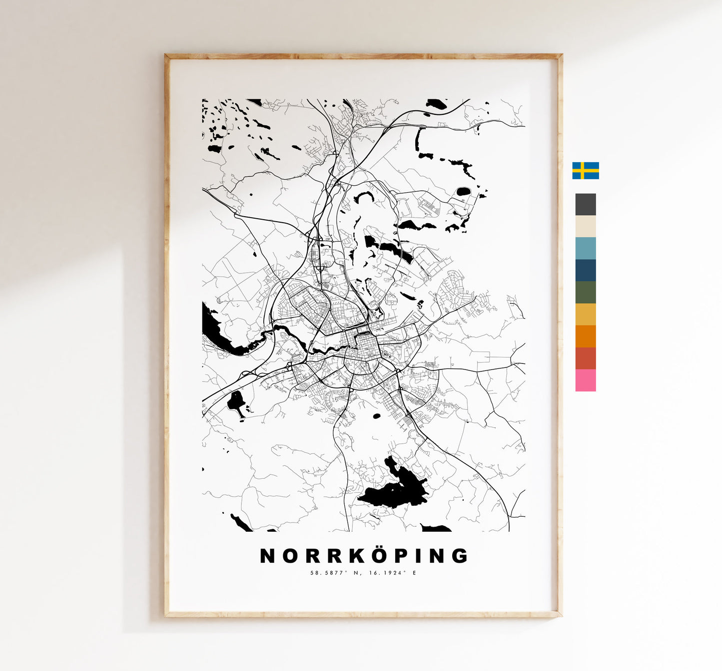 Norrkoping Map Print - City Map Poster - Map Wall Art - Sweden City Maps - Norrköping Print - Norrköping Poster - Minimalist City Map