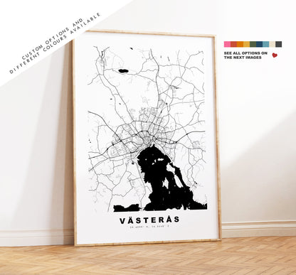 Vasteras Map Print - City Map Poster - Map Wall Art - Sweden City Maps - Västerås Print - Västerås Poster - Minimalist City Map - Sweden