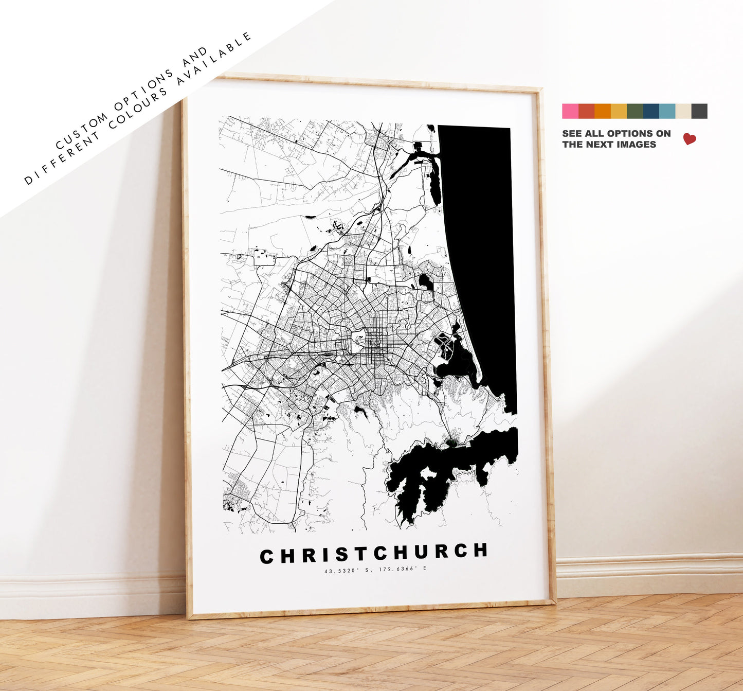 Christchurch Map Print - City Map Poster - Map Art - New Zealand City Maps - Christchurch Print - Christchurch Poster - Minimalist City Map