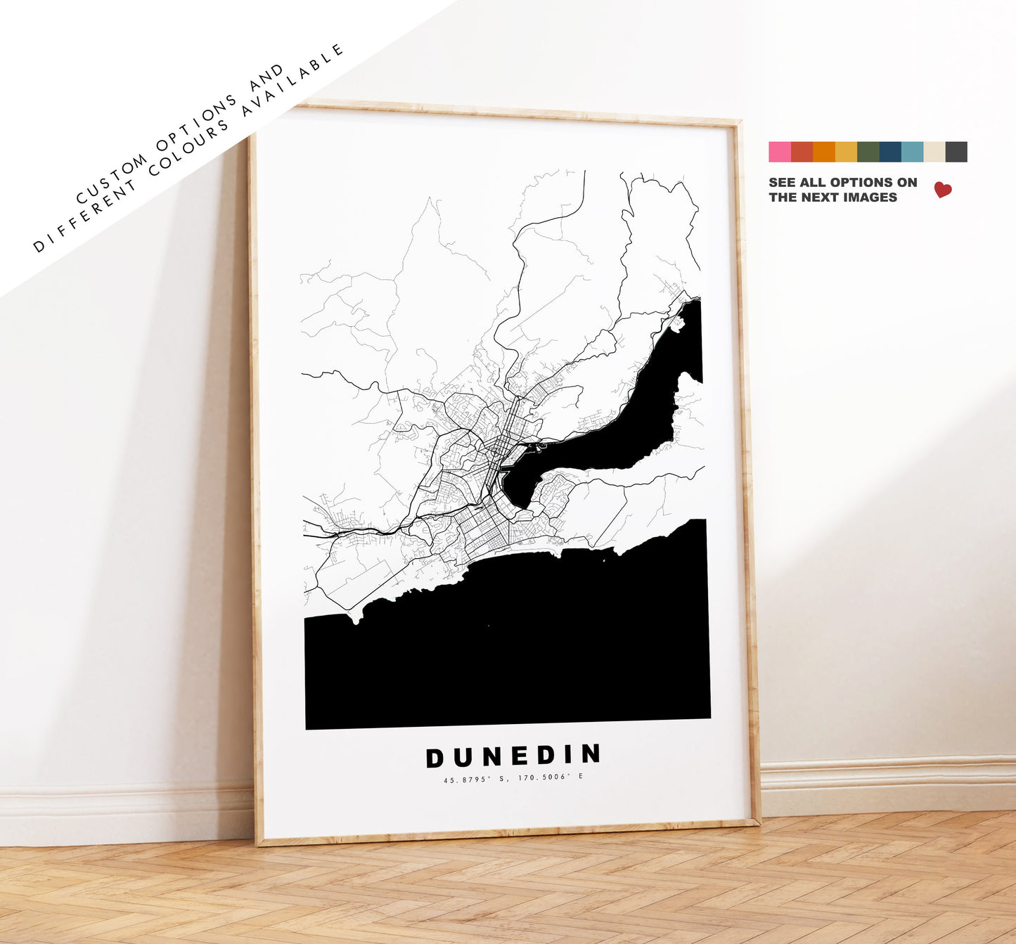 Dunedin Map Print - City Map Poster - Map Wall Art - New Zealand City Maps - Dunedin Print - Dunedin Poster - Minimalist City Map